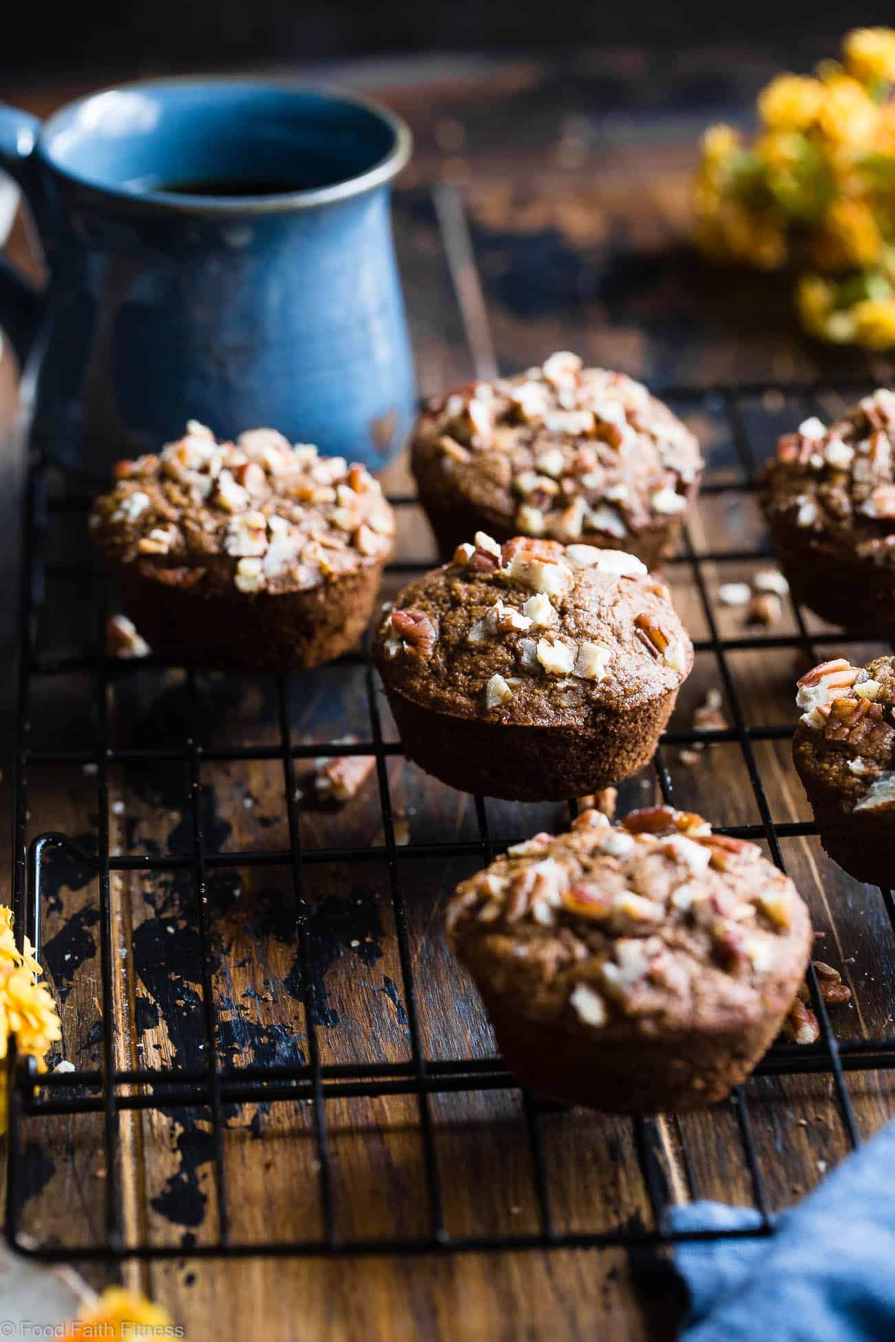 Easy Healthy Gluten Free Carrot Cake Muffins - These easy carrot muffins are quick, simple and made from pantry-essential ingredients! Perfect for a quick breakfast or snack and use Greek yogurt instead of oil! | #Foodfaithfitness | #Muffins #Glutenfree #Healthy #Carrotcake #Greekyogurt