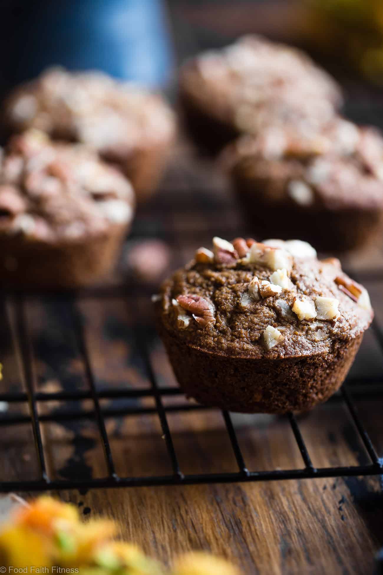 Gluten Free Healthy Carrot Cake Muffins - These easy carrot muffins are quick, simple and made from pantry-essential ingredients! Perfect for a quick breakfast or snack and use Greek yogurt instead of oil! | #Foodfaithfitness | #Muffins #Glutenfree #Healthy #Carrotcake #Greekyogurt