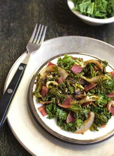 Turkey Bacon and Onion Kale Salad {GF and Low Carb} - FoodFaithFitness