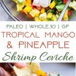 Pineapple Mango Shrimp Ceviche - A quick, easy and super healthy Ceviche Recipe that is under 150 calories, only 1 Freestyle point, paleo and whole30 friendly, gluten free and tastes like a tropical vacation! You gotta try this! | #Foodfaithfitness | #Glutenfree #Paleo #WeightWatchers #Whole30 #Healthy