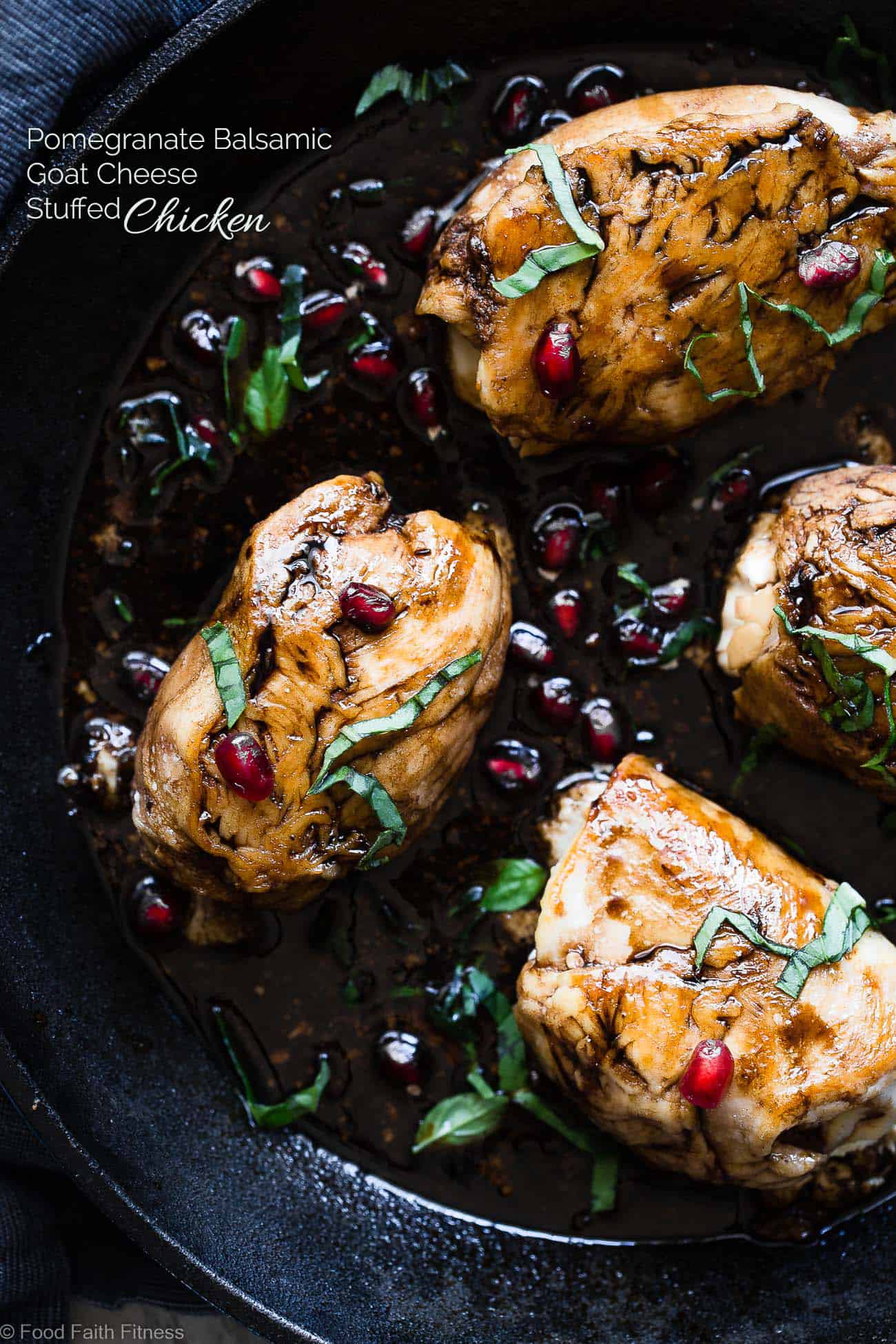 Balsamic Pomegranate Goat Cheese Stuffed Chicken - AÂ  healthy and gluten free dinner, loaded with superfoods! Both picky husbands and kids love this dinner and it feels like a fancy restaurant but is quick and easy enough for weeknights! | Foodfaithfitness.com | @FoodFaithFit