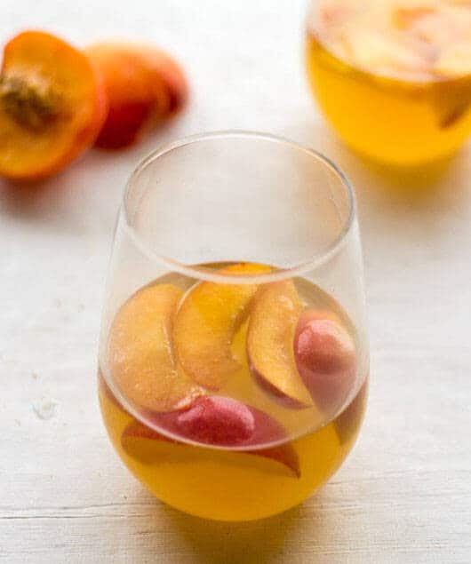White Wine Cocktail with Peaches and Honey Fig Syrup {GF} - Food Faith Fitness