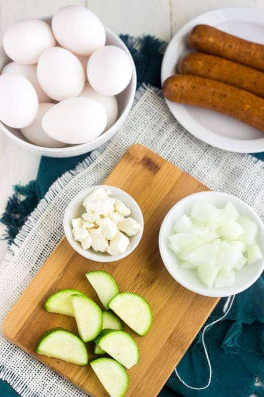 Goat Cheese, Zucchini and Chicken Sausage Hash - Creamy, healthy and SO amazing! | Food Faith Fitness| #glutenfree #hash #recipe