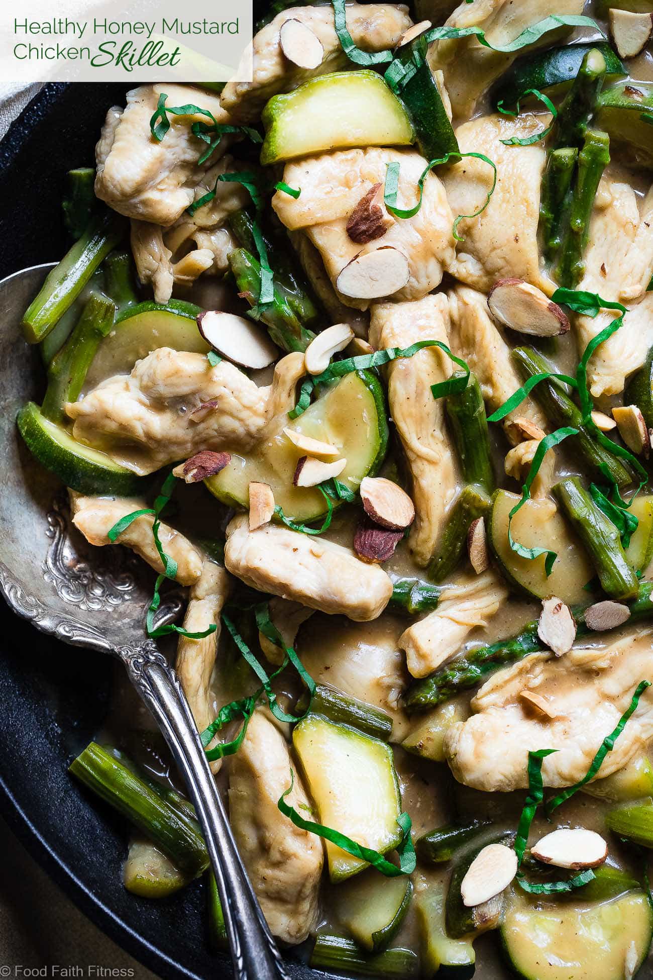 Easy Honey Mustard Chicken Skillet -  This paleo friendly chicken skillet is quick, easy and healthy! It's kid-friendly, 30 minute meal that makes great leftovers and perfect for busy weeknights! | Foodfaithfitness.com | @FoodFaithFit