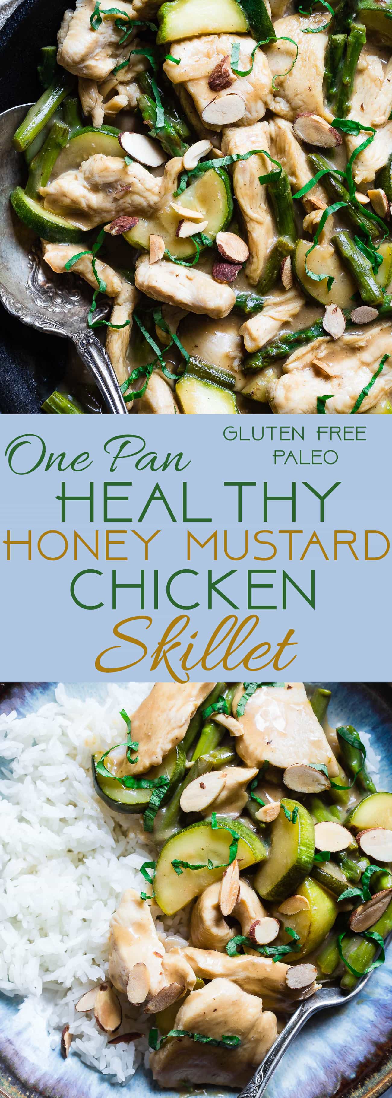 Easy Honey Mustard Chicken Skillet -  This paleo friendly chicken skillet is quick, easy and healthy! It's kid-friendly, 30 minute meal that makes great leftovers and perfect for busy weeknights! | Foodfaithfitness.com | @FoodFaithFit | Healthy honey mustard chicken. healthy chicken recipes. paleo chicken recipes. kid friendly dinners. one pot meals. 30 min meals.
