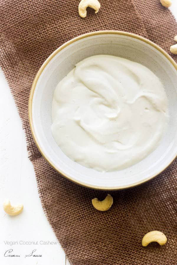 Easy Vegan Cashew Cream Sauce - A healthy paleo, whole30 and keto friendly sauce that is only 2 ingredients and ready in 5 minutes! You will never need Alfredo again! | #Foodfaithfitness | #Vegan #Paleo #Whole30 #Keto #LowCarb