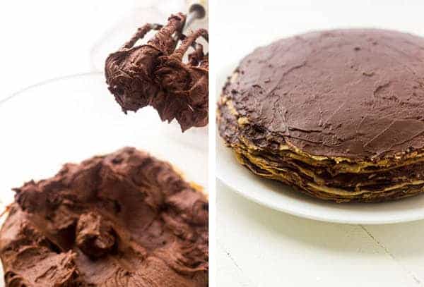 BAILEYS Chocolate Crepe Cake - A show-stopping dessert that is A LOT easier than you think! | Foodfaithfitness.com | #cake #dessert #recipe