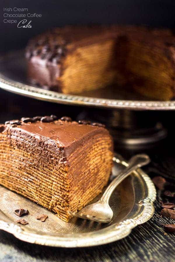 BAILEYS Chocolate Crepe Cake - A show-stopping dessert that is A LOT easier than you think! | Foodfaithfitness.com | #cake #dessert #recipe