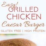 Grilled Chicken Caesar Burger - These taste like a salad on a bun. Easy, healthy, cheesy and only 350 calories and protein packed! Gluten free option too! | foodfaithfitness.com | @FoodFaithFit | Grilled chicken sandwich. Healthy chicken sandwich. gluten free chicken burger. gluten free chicken sandwich. healthy lunch recipes.