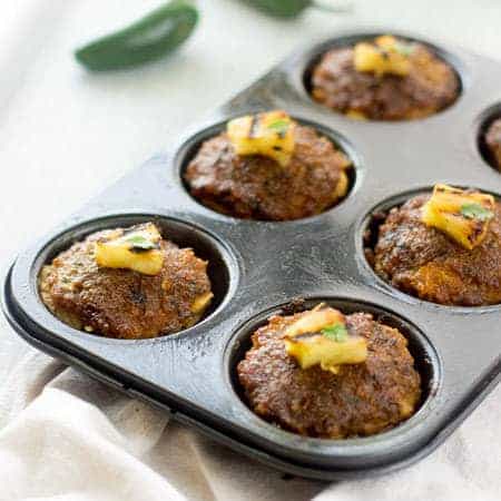 Mini BBQ Pineapple Turkey Meatloaves - Smokey, sweet and a little bit spicey, these are sure to be a hit at your dinner table! | Foodfaithfitness.com | #meatloaf #glutenfree #recipe