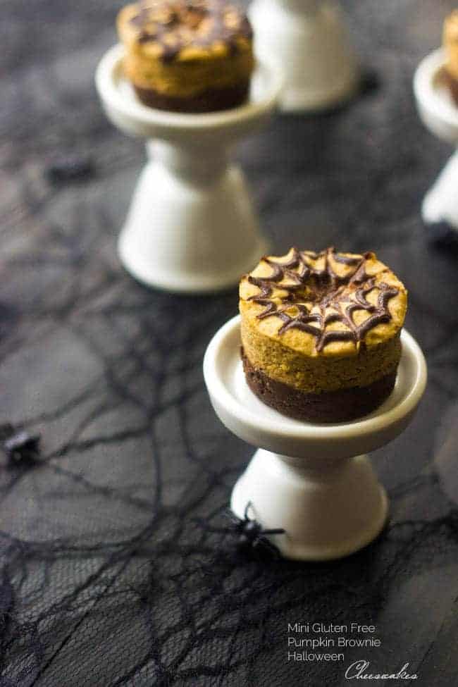 Pumpkin Mini Cheesecakes with Gluten-Free Brownie Bottoms | Food Faith Fitness