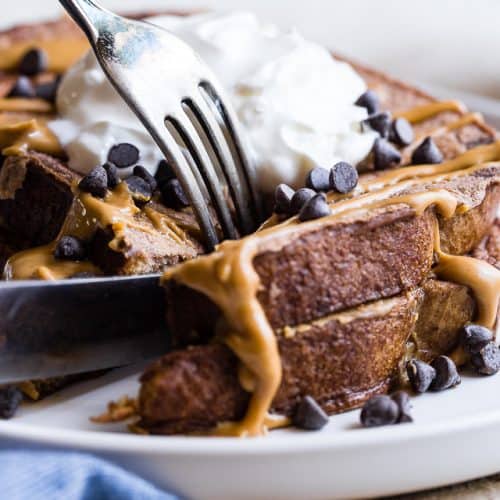 High Protein French Toast with Chocolate and Peanut Butter