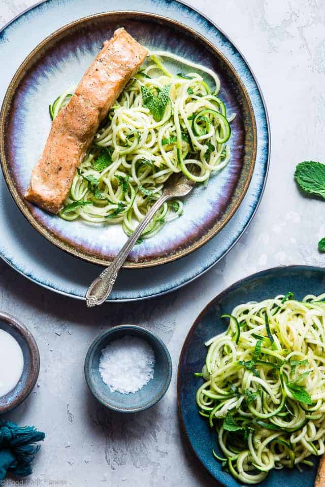 Indian Salmon Curry Zucchini Noodles with Coconut Milk