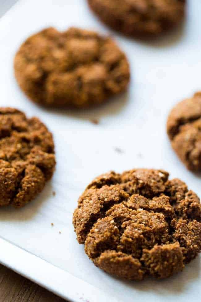 Paleo Gingersnaps - Completely butter free, gluten free and grain free, you will be amazed that these Christmas cookies taste better than Grandmas!  Seriously, the best!  |  Foodfaithfitness.com |  #recipe