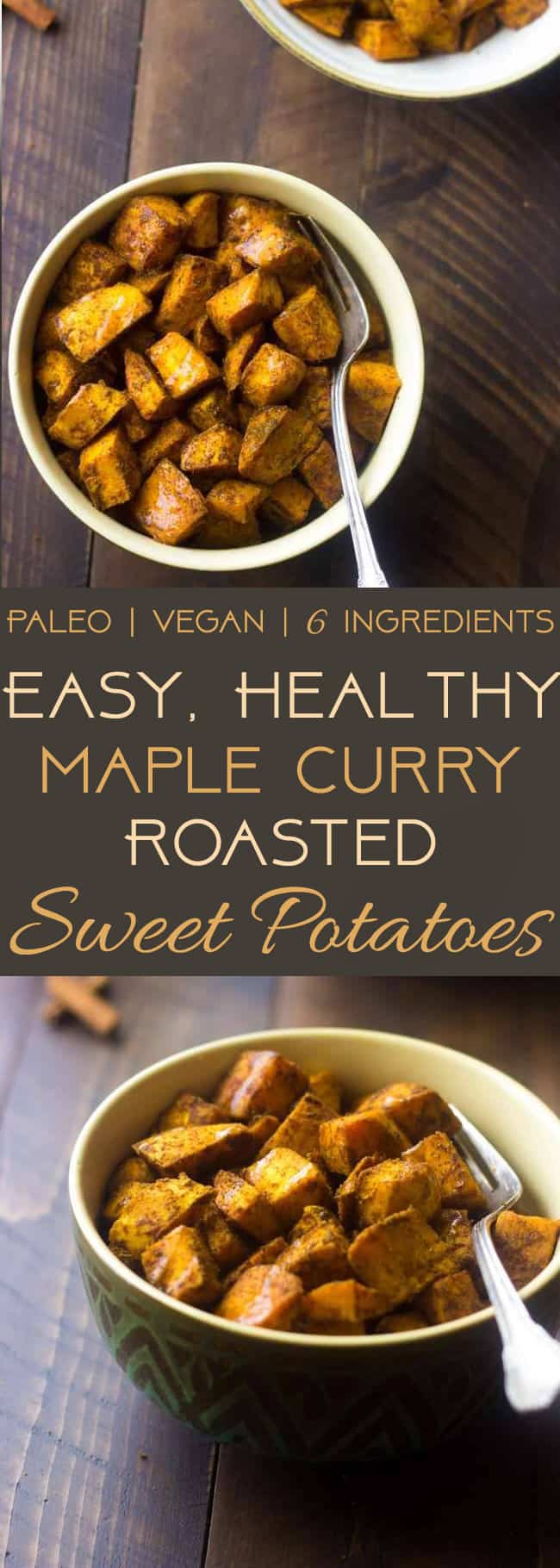 Paleo Maple Oven Roasted Sweet Potatoes in Coconut Oil - A quick and easy side dish with only 6 ingredients! Your family is going to love this healthy recipe on Thanksgiving! | Foodfaithfitness.com | @FoodFaithFit | healthy roasted sweet potatoes. easy roasted sweet potatoes. savory roasted sweet potatoes. paleo thanksgiving recipes. vegan thanksgiving recipes. healthy thanksgiving recipes. healthy thanksgiving sides. clean eating thanksgiving recipes.
