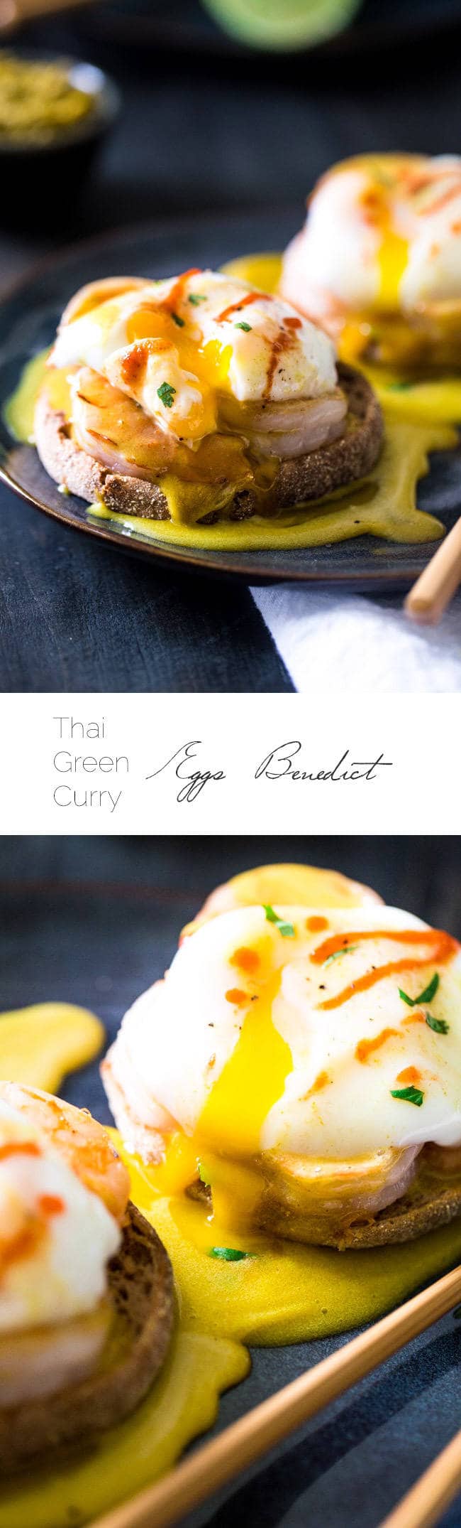 Thai Green Curry Eggs Benedict with Healthy Hollandaise Sauce - A Thai twist on the classic breakfast that is so easy and a whole lot healthier! | Foodfaithfitness.com | @FoodFaithFit