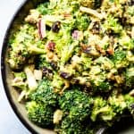 Curried Vegan Paleo Broccoli Cashew Salad -  This easy healthy broccoli salad is jazzed up with a curried cashew cream dressing. It's a quick, easy, gluten and dairy free side that's always a crowd pleaser! | #Foodfaithfitness |