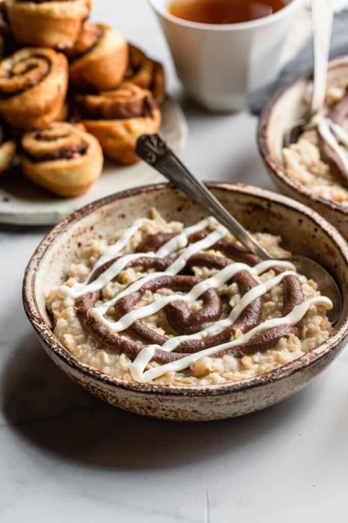 one bowl of Protein Oatmeal with cinnamon