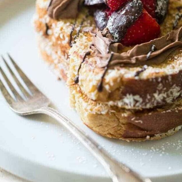 Coconut Crusted Brioche French Toast with Coconut Whipped Cream and Chocolate Covered Strawberries - Dairy free and sugar free! The perfect Valentine's Day Breakfast! | Foodfaithfitness.com | #recipe