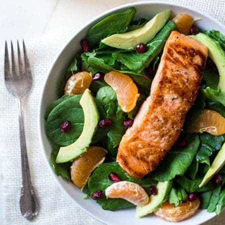 Kale Salad Recipe with Salmon & Coconut Orange Vinaigrette