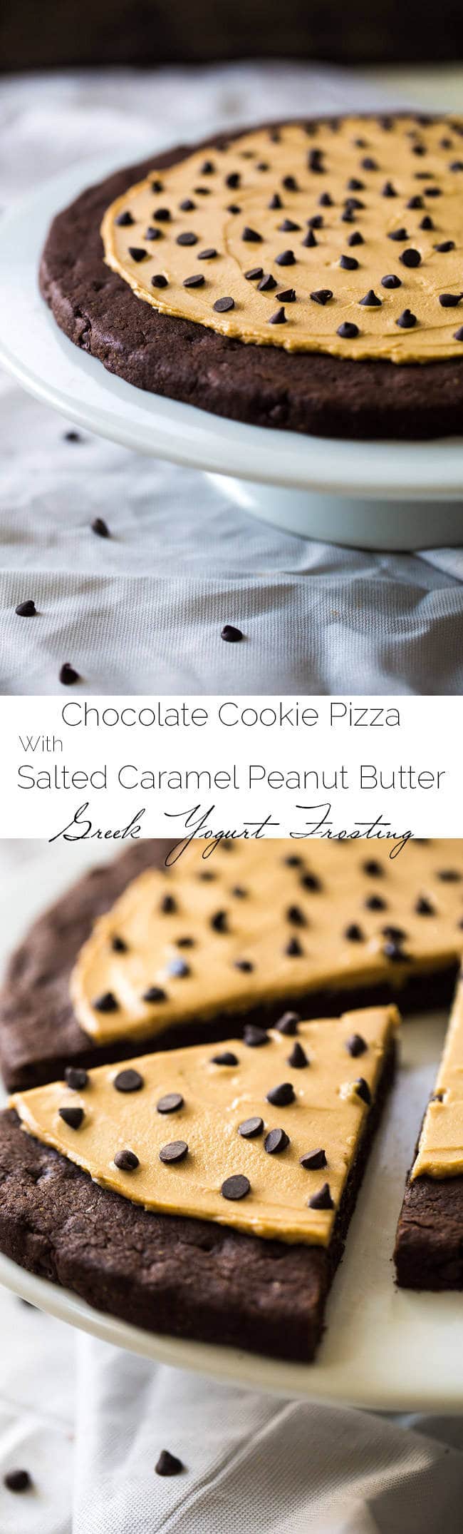 Chocolate Peanut Butter Cookie Pizza - You would never know it's gluten free and made with Greek yogurt! Ready in under 30 mins! | Foodfaithfitness.com | @FoodFaithFit
