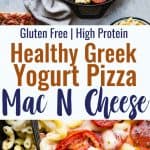 Gluten Free Greek Yogurt Pizza Mac and Cheese - this homemade mac and cheese recipe tastes like pizza but is healthy, gluten free and protein packed thanks to Greek yogurt! A quick and easy dinner for both kids and adults! | #Foodfaithfitness | #Glutenfree #Greekyogurt #Healthy #Pizza #Kidfriendly