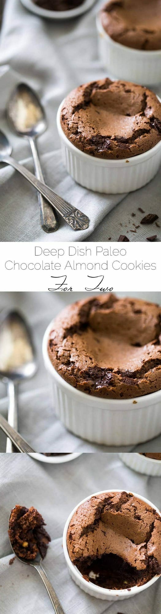 Deep Dish Paleo Chocolate Chip Cookies for 2 - Ready in under 25 minutes, and SO rich and HEALTHY. You'll LOVE these! | Foodfaithfitness.com | @FoodFaithFit