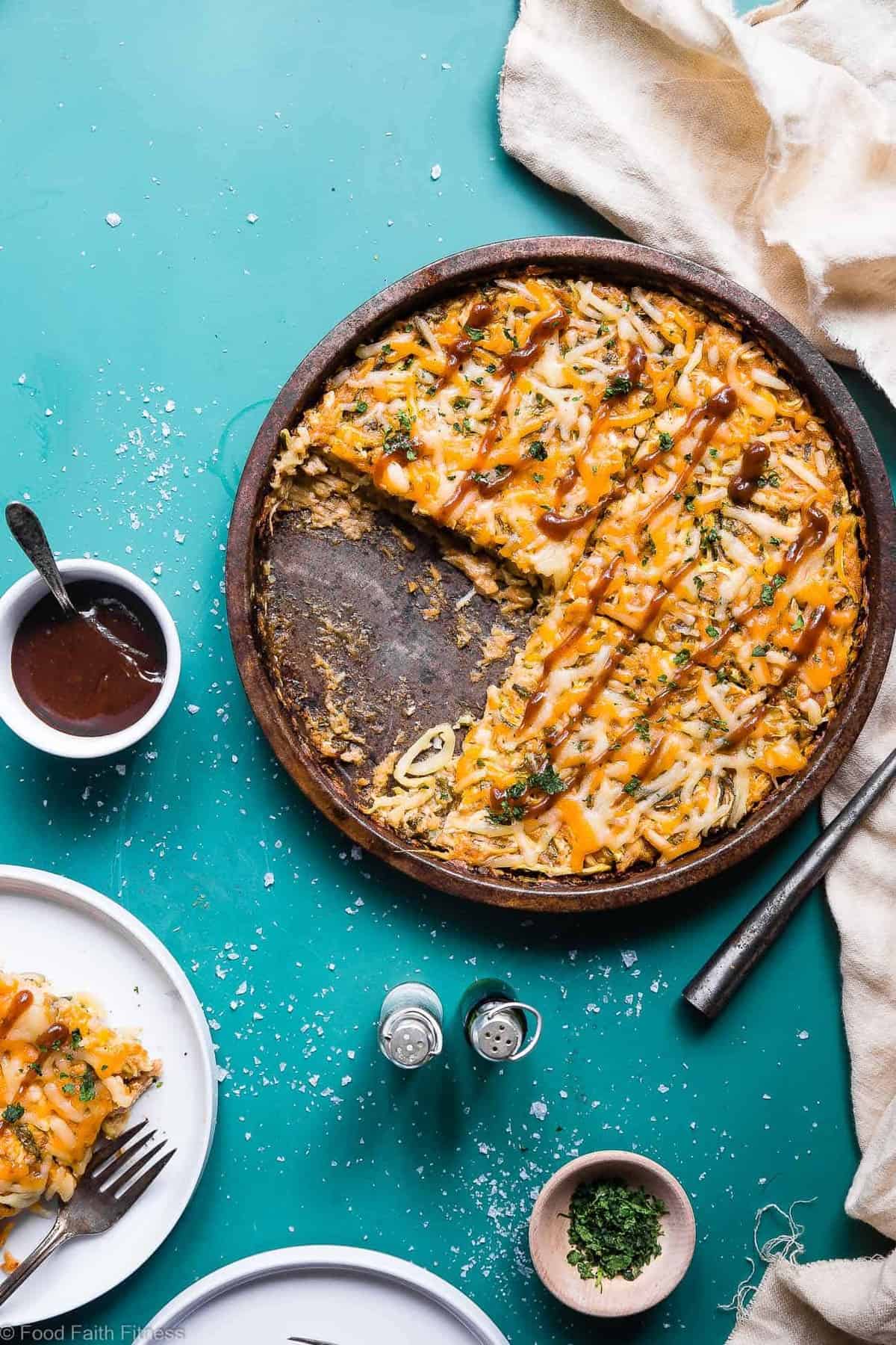 Keto BBQ Chicken Zoodle Casserole - This 6 ingredient casserole is an ULTRA delicious weeknight dinner that is under 300 calories, protein packed and will please even picky eaters! Gluten free & low carb too! | #Foodfaithfitness | #Keto #Lowcarb #Glutenfree #Sugarfree #Healthy
