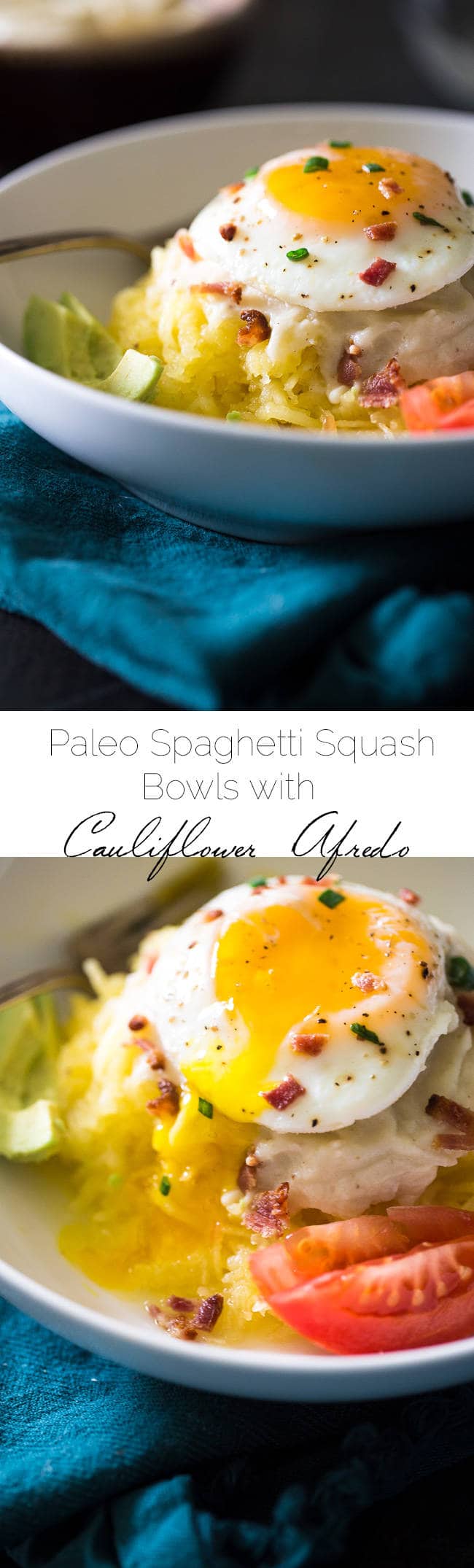 Paleo Spaghetti Squash Bowls with Cauliflower Alfredo ...