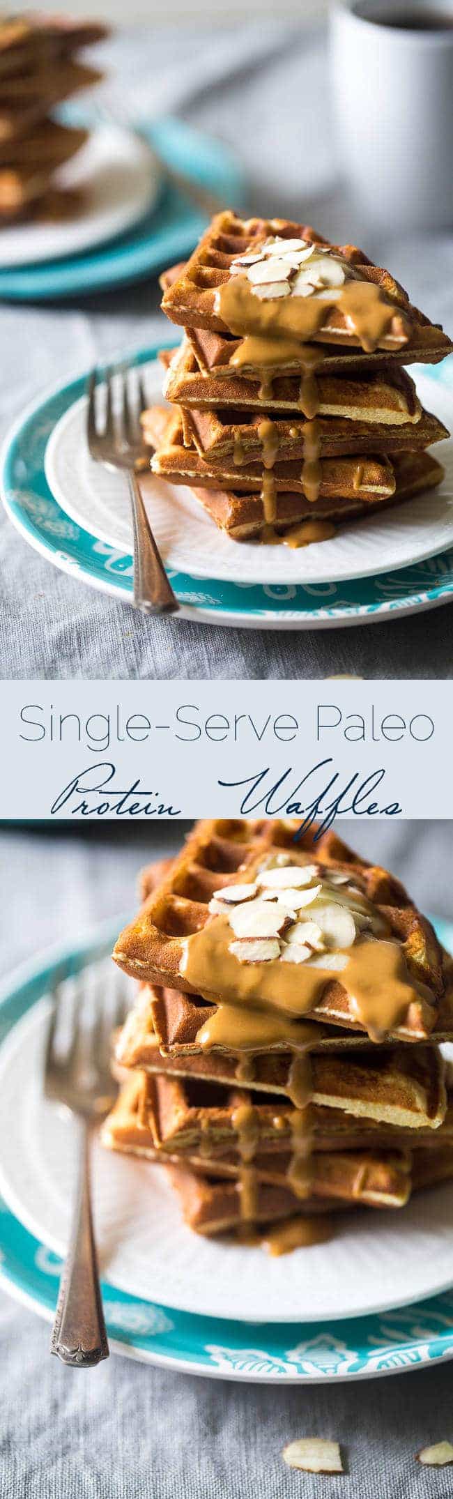 Paleo Protein Waffles - Single serve, packed with protein, and are ready in 5 minutes so you can have healthy. gluten free waffles any day of the week! | Foodfaithfitness.com | @FoodFaithFit