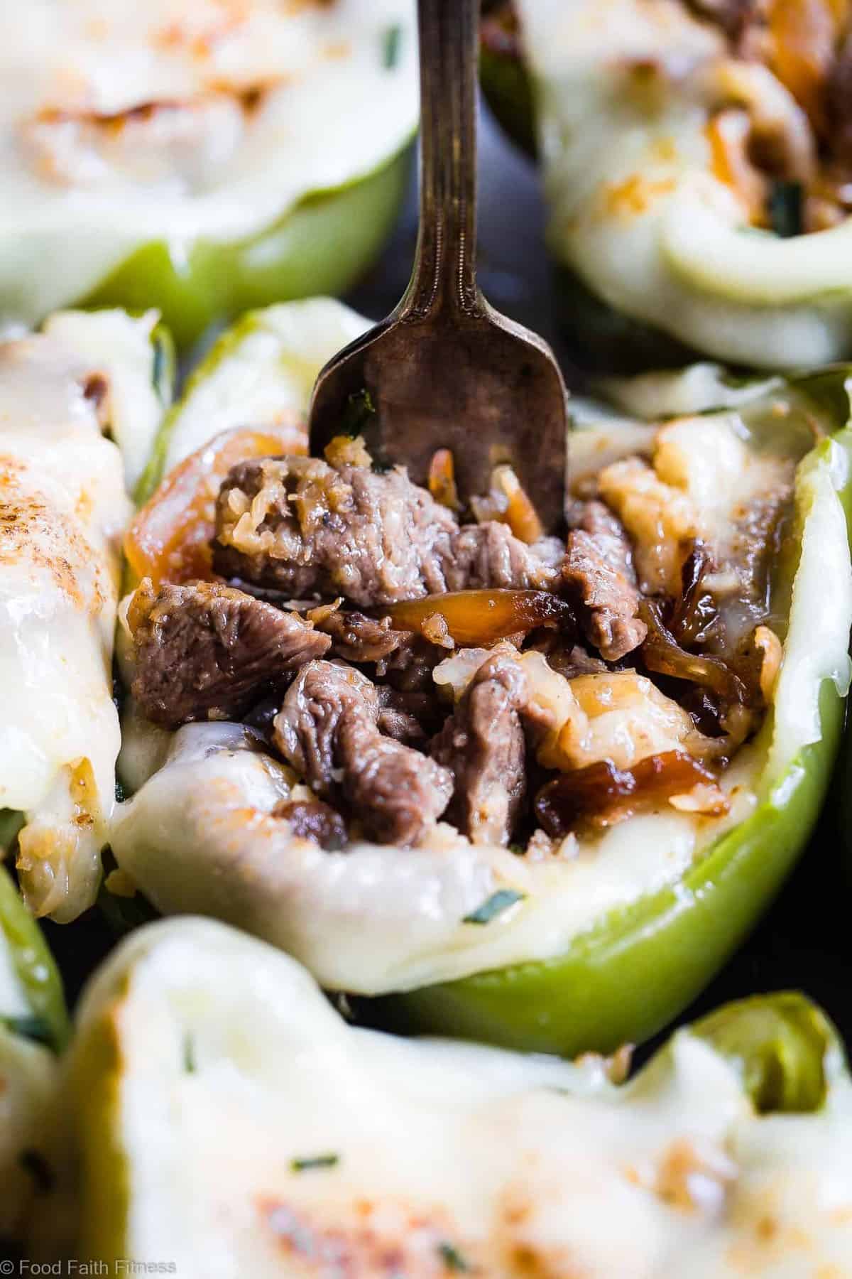 close up of one Cheesesteak Stuffed Peppers