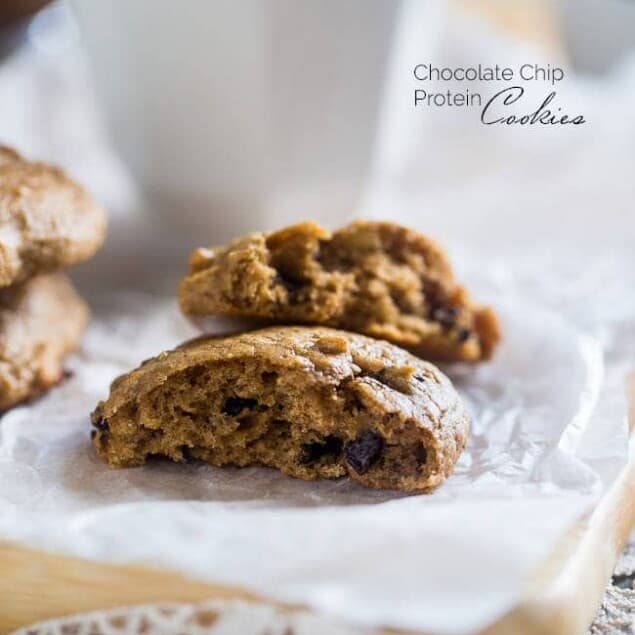 Gluten Free Chocolate Chip Cookies - Naturally sweetened with banana and made with a secret ingredient so they're high protein! Easy and healthy enough for breakfast! | Foodfaithfitness.com | @FoodFaithFit