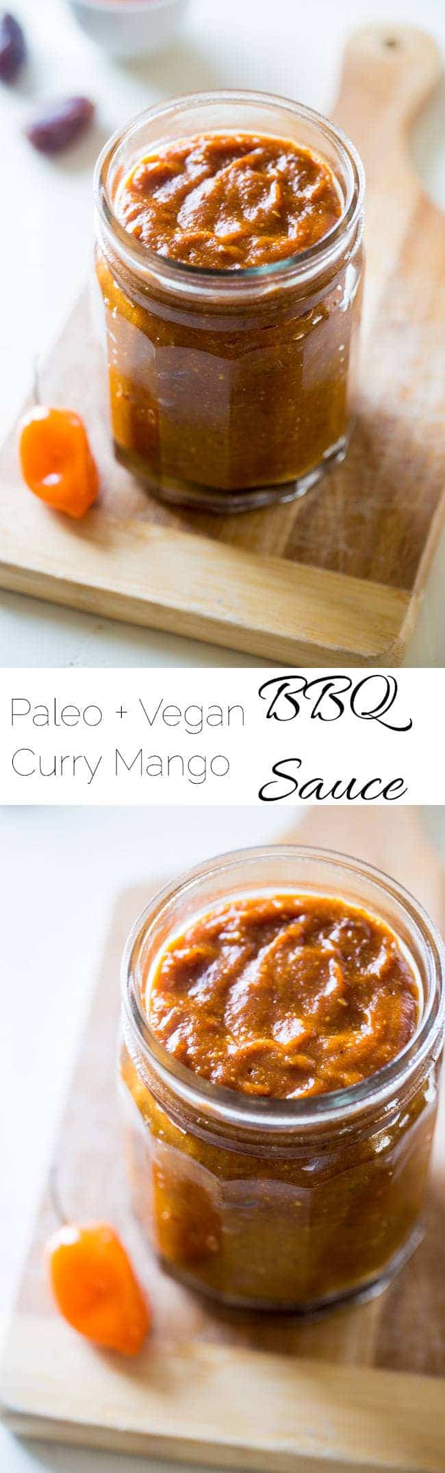 Mango Curry Easy Homemade Paleo BBQ Sauce - This homemade BBQ sauce is naturally sweetened with dates and mangoes, and has a spicy curry kick! It's quick, easy, Paleo/Vegan-friendly and so healthy! Perfect for summer! | #Foodfaithfitness | #Paleo #Vegan #Healthy #Glutenfree #Sugarfree