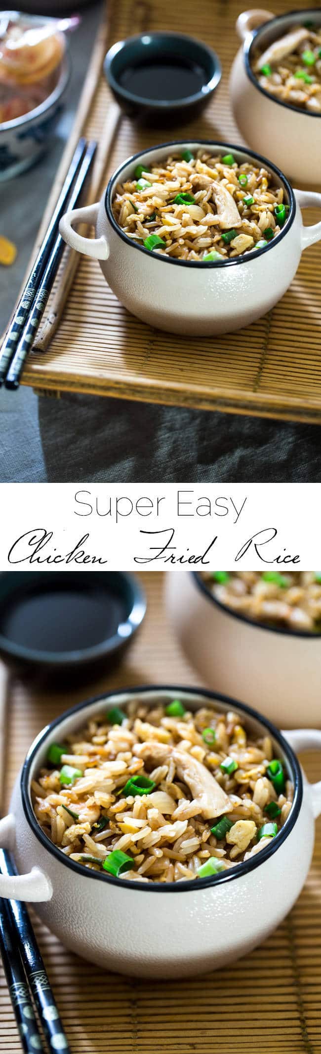 Easy Chicken Fried Rice - This chicken fried rice is better than takeout, and you can eat it without leaving your house! It's a quick, gluten free weeknight dinner that's always a crowd pleaser! | Foodfaithfitness.com | @FoodFaithFit