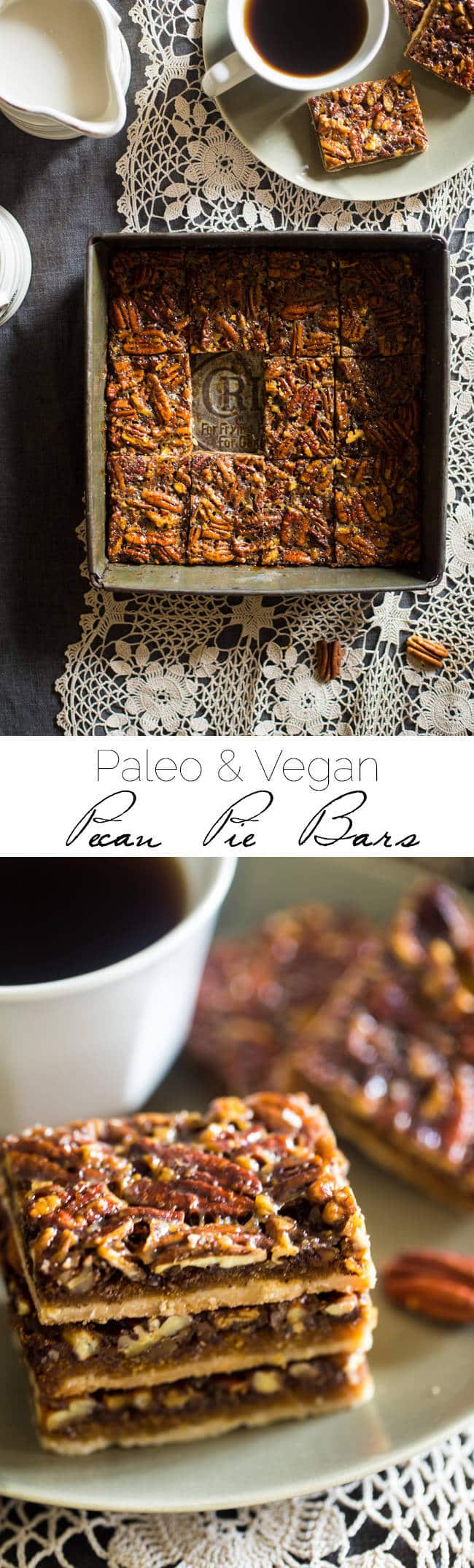 Vegan + Paleo Pecan Pie Bars - These bars are so easy to make and only have 6 ingredients. You would never know they're secretly a healthy, gluten free, and vegan-friendly treat that's perfect for Thanksgiving! | Foodfaithfitness.com | @FoodFaithFit
