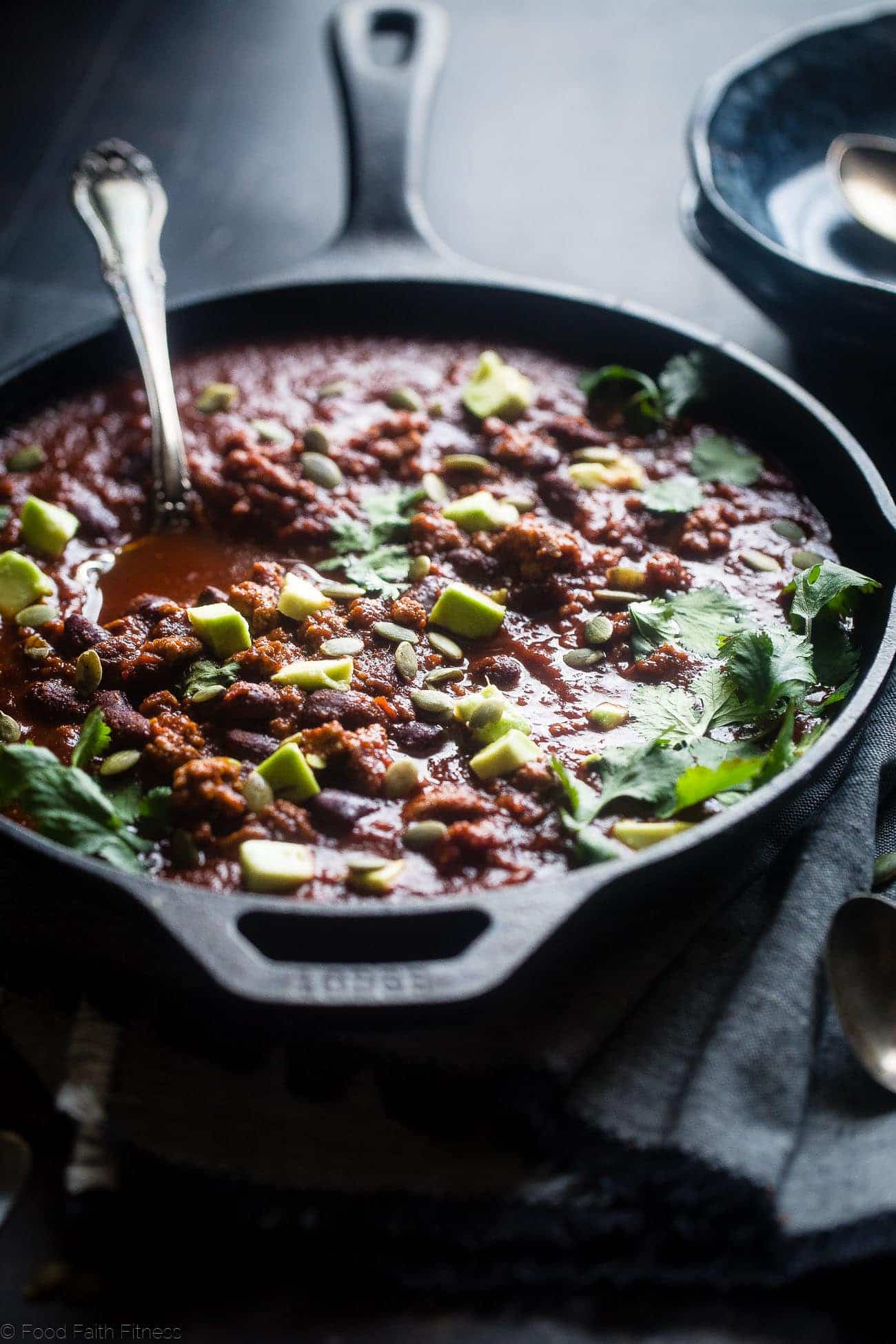 One-Pot Smoky and Sweet Turkey Chili - This turkey chili is an easy and gluten free weeknight meal that's perfect for cold, winter nights. It's healthy comfort food that the whole family will love! | Foodfaithfitness.com | @FoodFaithFit