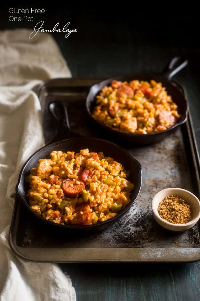 Gluten Free One-Pot Jambalaya - This quick and easy Jambalaya is made in one pot and is loaded with a little New Orleans flavor! It's the perfect meal for busy weeknights, that will please the whole family! | Foodfaithfitness.com | @FoodFaithFit