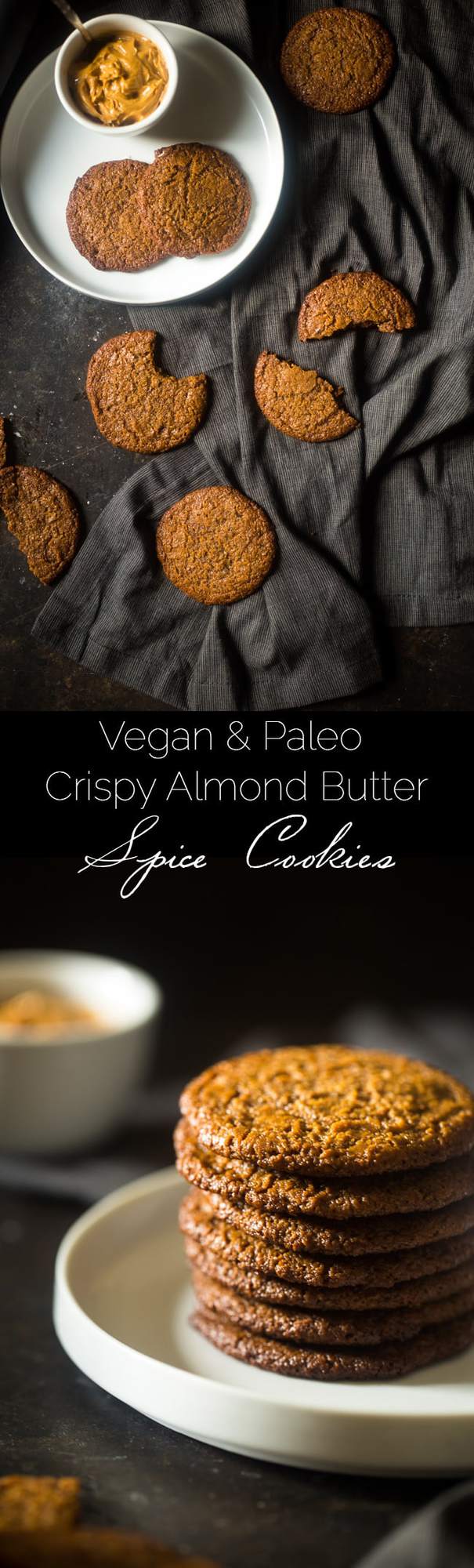 Vegan and Paleo Almond Butter Spice Cookies - You'll never know these spicy-sweet, crispy on the outside and chewy on the inside paleo cookies are secretly healthy and vegan friendly! Perfect for Christmas! | Foodfaithfitness.com | @FoodFaithFit
