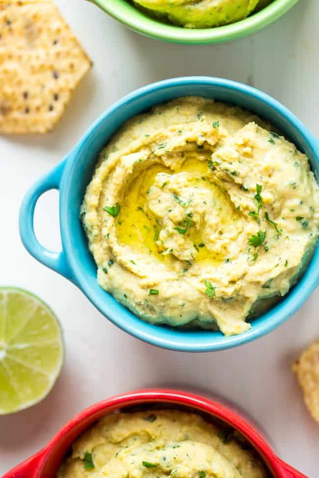 Vegan Mexican Lentil Hummus - This spicy homemade hummus uses a lentils instead of chickpeas! It's super easy, creamy and vegan friendly! Perfect for healthy snacking, or game day! | Foodfaithfitness.com | @FoodFaithFit