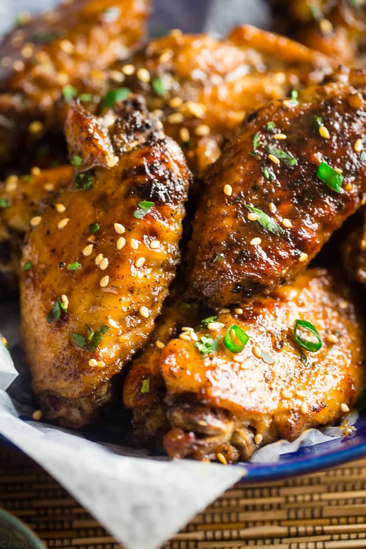 Close up on paleo whole30 chicken wings