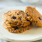 Vegan Healthy Blueberry Muffin Breakfast Cookies - These taste just like healthy blueberry muffins in a portable breakfast form! They're easy, low carb, gluten free, and secretly packed with superfoods! | Foodfaithfitness.com | @FoodFaithFit