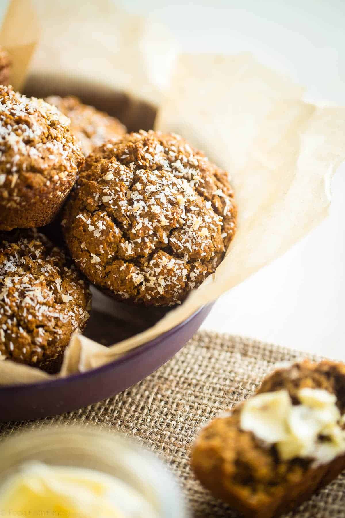 Gluten Free Vegan Vanilla Chai Protein Muffins - These are muffins are loaded with spicy-sweet chai flavor, protein and are SO easy to make! Perfect for a portable, healthy breakfast or snack that freezes well! | Foodfaithfitness.com | @FoodFaithFit