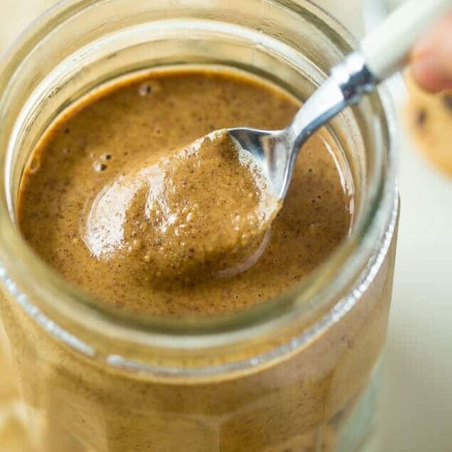 Cookie Dough Protein Almond Butter - This quick and easy homemade almond butter recipe tastes like cookie dough! You'll never know it's healthy, gluten free and packed with protein! | Foodfaithfitness.com | @FoodFaithFit