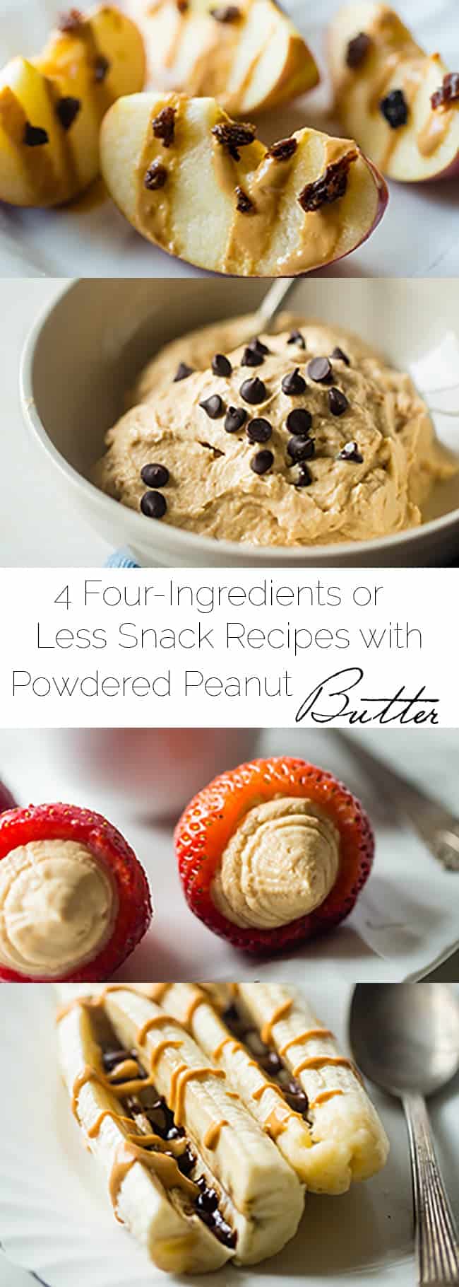4 Four-Ingredient or Less Snack Recipes with Powdered Peanut Butter - A list of 4 healthy snack recipes that feature powdered peanut butter and have 4 ingredients or less! A great resource to find easy, simple snack ideas in one place! | Foodfaithfitness.com | @FoodFaithFit