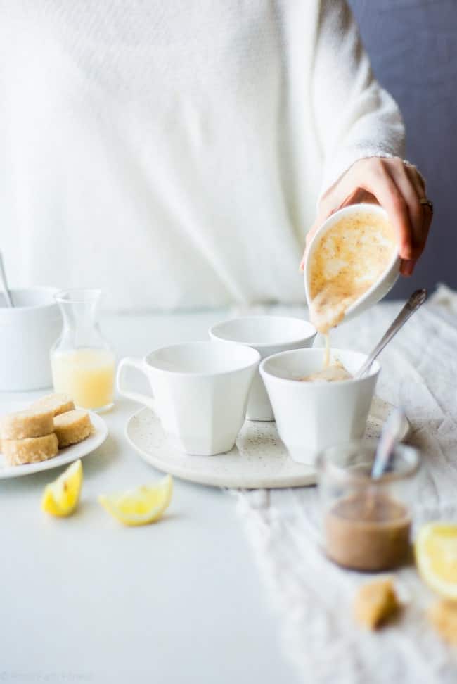 Gluten Free Lemon Macaroon Vegan Cake In a Mug - Have cookies IN your cake with this easy, gluten free vegan mug cake that's mixed with crumbled up lemon macaroons. It's a healthy dessert that's ready in under 5 minutes! | Foodfaithfitness.com | @FoodFaithFit