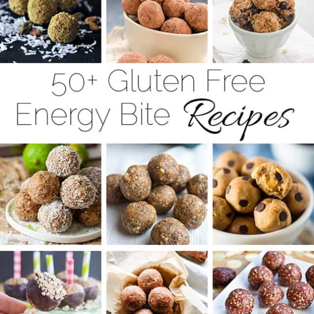 A list of 50+ healthy and gluten free energy bite recipes that are simple to make and taste delicious! These bites will get you through the afternoon slump!