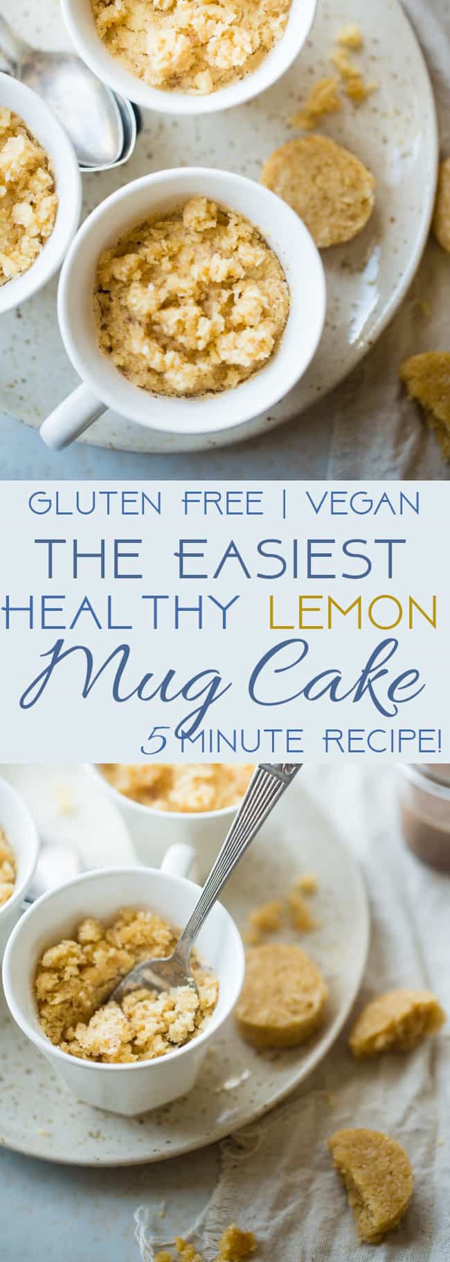 Gluten Free Lemon Macaroon Vegan Mug Cake - Have cookies IN your cake with this easy, gluten free vegan mug cake that's mixed with crumbled up lemon macaroons. It's a healthy dessert that's ready in under 5 minutes! | Foodfaithfitness.com | @FoodFaithFit | easy vegan mug cake. healthy vegan mug cake. vanilla mug cake. gluten fee mug cake. healthy mug cake. lemon mug cake. mug cake with coconut flour. flourless mug cake. Mug cake with applesauce. 