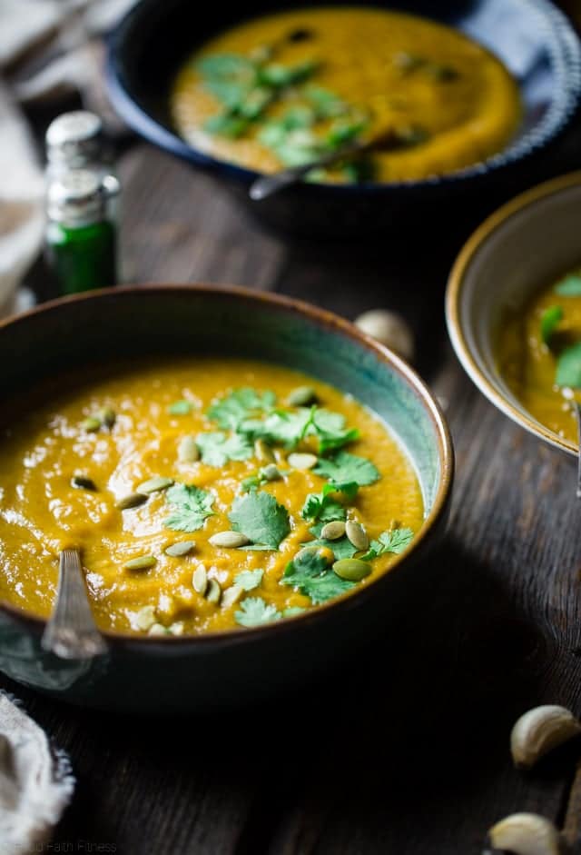 Moroccan Roasted Acorn Squash Soup | Food Faith Fitness