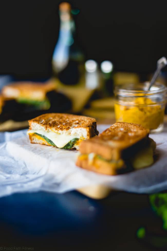 Gluten Free Pumpkin Hummus Grilled Cheese - This gluten free grilled cheese sandwich has the creamy, flavor of pumpkin! It's a healthier version of the classic sandwich that's perfect for fall lunches or dinners! | Foodfaithfitness.com | @FoodFaithFit