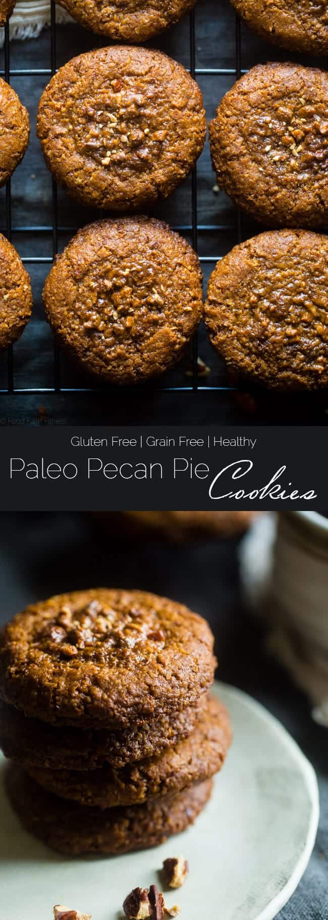 Pecan Pie Paleo Cookies - These easy cookies taste like pecan pie INSIDE a cookie because they have a sticky-sweet, crunchy pecan center! You'll never guess they're gluten free and healthier treat for the holidays! | Foodfaithfitness.com | @FoodFaithFit